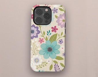 Pretty Watercolor Flowers Phone Case For iPhone 17 16 15 14 13 Pro Max, Samsung S25 S24 S23 S22 Ultra Phone Case With Floral Design MagSafe