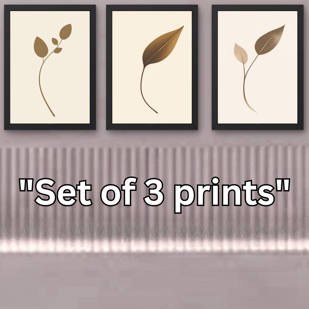 Japandi Wall Art Set of 3 Printable, Minimalist Botanical Abstract ...