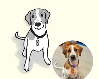 Zwart-wit aangepaste hondenportret, moderne huisdier tekening, dierlijke kunst aan de muur, handgemaakte print, unieke gepersonaliseerde huisdier kunst, leuke hond moeders cadeau