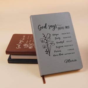 God Says You Are Bible Verse Journal,Personalize Prayer Journal For Women,Christian Flower Gift,Religious Gift,Positive Affirmations Journal