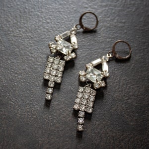 Vintage Rhinestone Chandelier Assemblage Earrings Upcycled Dressy Wedding Earrings