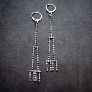 Long Rhinestone Chain Earrings:Art Deco Shoulder Dusters