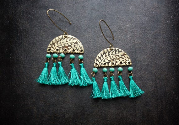 Aqua Triple Tiered Tassel Earrings – Keepin' Breezy