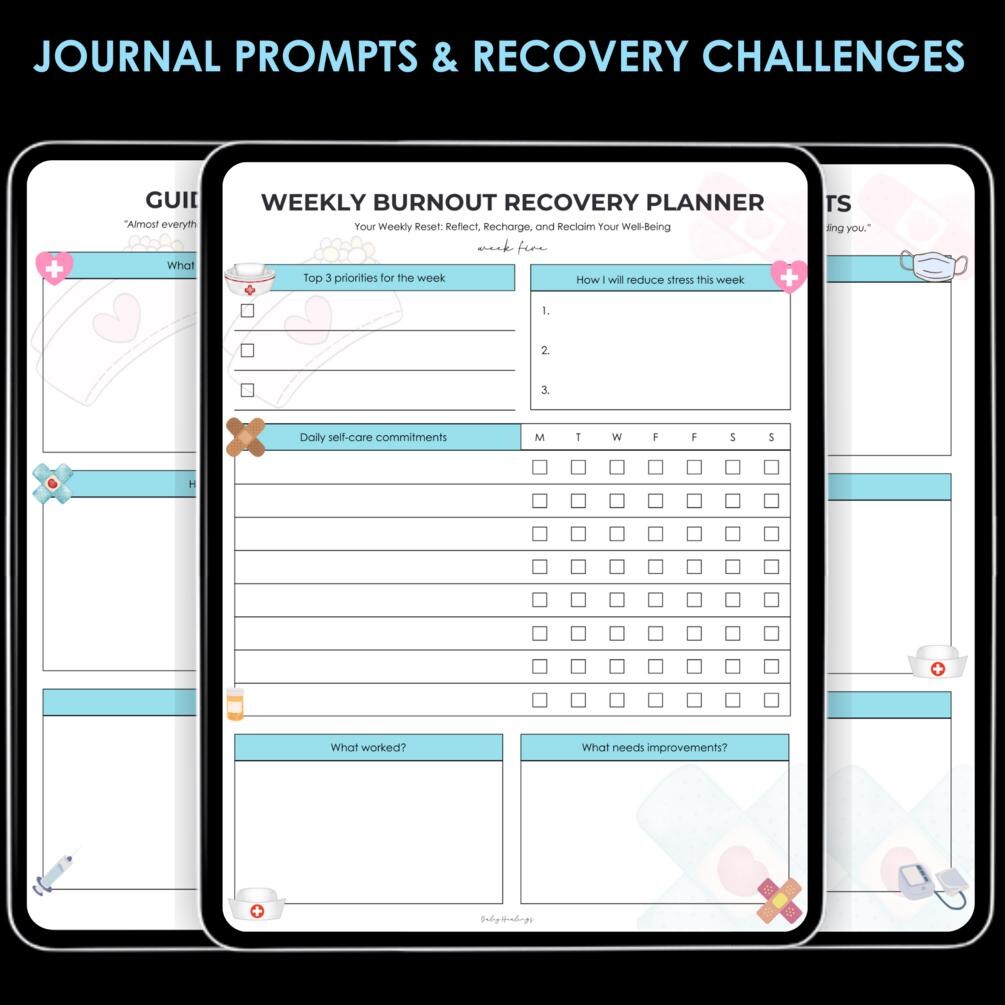 Burnout Recovery Planner | Self Care and Work Life Balance Journal ...