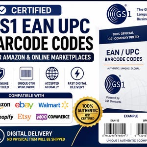 100 % geprüfte UPC- und EAN-Barcodes | Sofortiger digitaler Versand | Einzigartige Codes für Amazon, Etsy und eBay