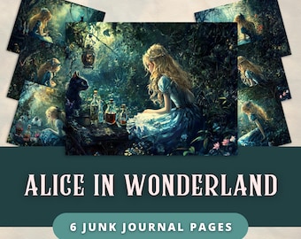 Alice in Wonderland Junk Journal Pages, Fantasy Ephemera (Digital Download)