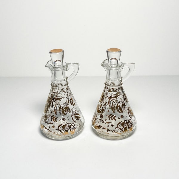 Georges Briard Oil and Vinegar Glass Cruet Set of 2 Anchor Hocking