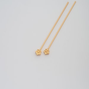 5 pcs 18K Gold Filled Flower Head Pins Dainty Gold Flower Head Pins for DIY Jewelry Necklace Findings Making Supply