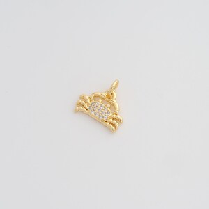 18K Gold Filled Crab Pendant Dainty CZ Marine Life Charms for DIY Jewelry Necklace Findings Making Supply