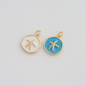 18K Gold Filled Starfish Pendant Dainty Enamel Starfish Charms for DIY Jewelry Necklace Findings Making Supply