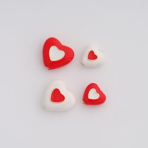 18K Gold Filled Heart Spacer Beads Dainty Enamel Love Beads for DIY Jewelry Necklace Findings Making Supply