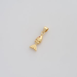 18K Gold Filled Movable 3D Articulated Fish Pendant Dainty CZ Fish Charms for DIY Jewelry Necklace Findings Making Supply