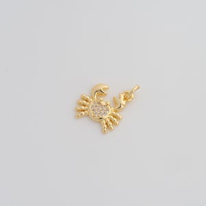 18K Gold Filled Crab Pendant Dainty CZ Marine Life Charms for DIY Jewelry Necklace Findings Making Supply