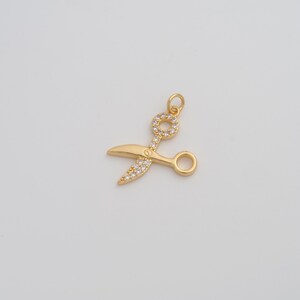 18K Gold Filled Scissors Pendant Dainty CZ Scissors Charms for DIY Jewelry Necklace Findings Making Supply
