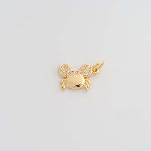 18K Gold Filled Crab Pendant Dainty CZ Marine Life Charms for DIY Jewelry Necklace Findings Making Supply