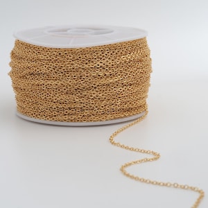 3.28フィート 18Kゴールドフィルドケーブルチェーン 繊細なゴールド半完成チェーン DIYジュエリーネックレス金具製作用品