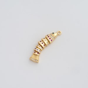 18K Gold Filled Movable 3D Articulated Fish Pendant Dainty CZ Fish Charms for DIY Jewelry Necklace Findings Making Supply