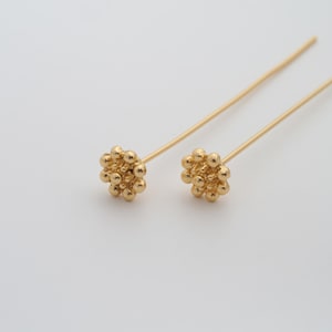 5 pcs 18K Gold Filled Flower Head Pins Dainty Gold Flower Head Pins for DIY Jewelry Necklace Findings Making Supply
