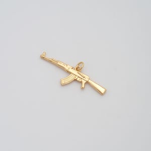18K Gold Filled Weapons Pendant Dainty Gold AK47 Rifle Charms for DIY Jewelry Necklace Findings Making Supply