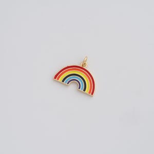18K Gold Filled Rainbow Pendant Dainty Enamel Rainbow Charms for DIY Jewelry Necklace Findings Making Supply