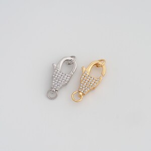 18K Gold Filled Lobster Clasp Dainty Gold CZ Spring Clasp for DIY Jewelry Necklace Findings Making Supply