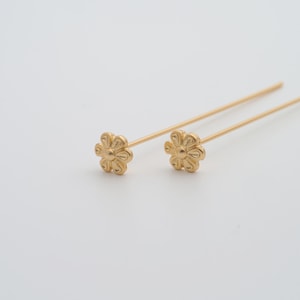 5 pcs 18K Gold Filled Flower Head Pins Dainty Gold Flower Head Pins for DIY Jewelry Necklace Findings Making Supply