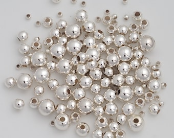 925 Sterling Silver Round Spacer Beads Dainty Sterling Silver Ball Beads for DIY Jewelry Necklace Findings Making Supply