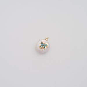 18K Gold Filled Baroque Pearl Pendant Dainty Gold Butterfly Charms for DIY Jewelry Necklace Findings Making Supply
