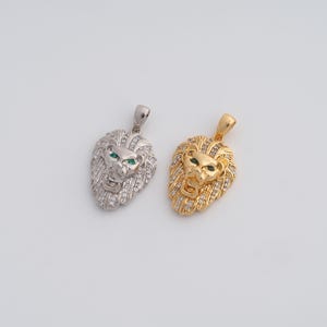 18K Gold Filled Lion Pendant Dainty CZ Animal Charms for DIY Jewelry Necklace Findings Making Supply