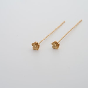 5 pcs 18K Gold Filled Flower Head Pins Dainty Gold Flower Head Pins for DIY Jewelry Necklace Findings Making Supply