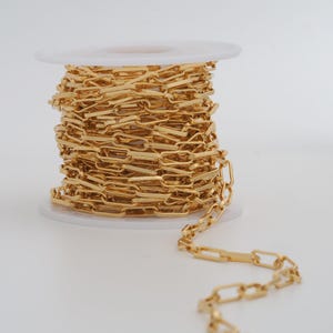 3,28 Ft 18K Gold Filled Paper Clip Ketten Zierliche Gold Halbfertige Ketten für DIY Schmuck Halskette Zubehör