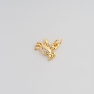 18K Gold Filled Crab Pendant Dainty CZ Marine Life Charms for DIY Jewelry Necklace Findings Making Supply