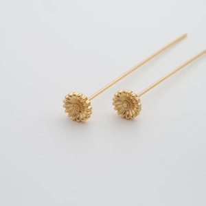 5 pcs 18K Gold Filled Flower Head Pins Dainty Gold Flower Head Pins for DIY Jewelry Necklace Findings Making Supply