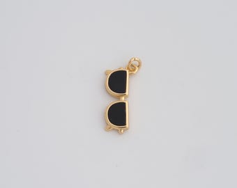 18K Gold Filled Sunglasses Pendant Dainty Enamel Sunglasses Charms for DIY Jewelry Necklace Findings Making Supply