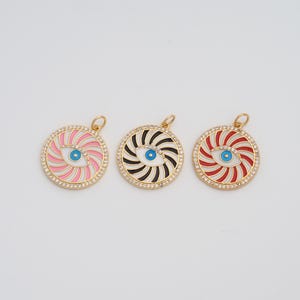 18K Gold Filled CZ Evil Eye Pendant Dainty Enamel Evil Eye Charms for DIY Jewelry Necklace Findings Making Supply