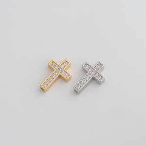 18K Gold Filled Cross Spacer Beads Dainty CZ Christian Beads for DIY Jewelry Necklace Findings Making Supply