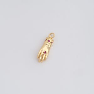 18K Gold Filled Hand Pendant Dainty CZ Gesture Charms for DIY Jewelry Necklace Findings Making Supply