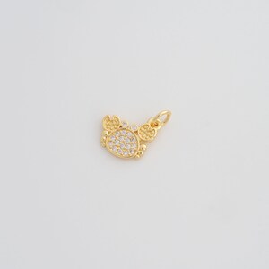 18K Gold Filled Crab Pendant Dainty CZ Marine Life Charms for DIY Jewelry Necklace Findings Making Supply