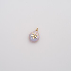 18K Gold Filled Baroque Pearl Pendant Dainty CZ Snowflake Charms for DIY Jewelry Necklace Findings Making Supply