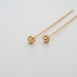 5 pcs 18K Gold Filled Flower Head Pins Dainty Gold Flower Head Pins for DIY Jewelry Necklace Findings Making Supply