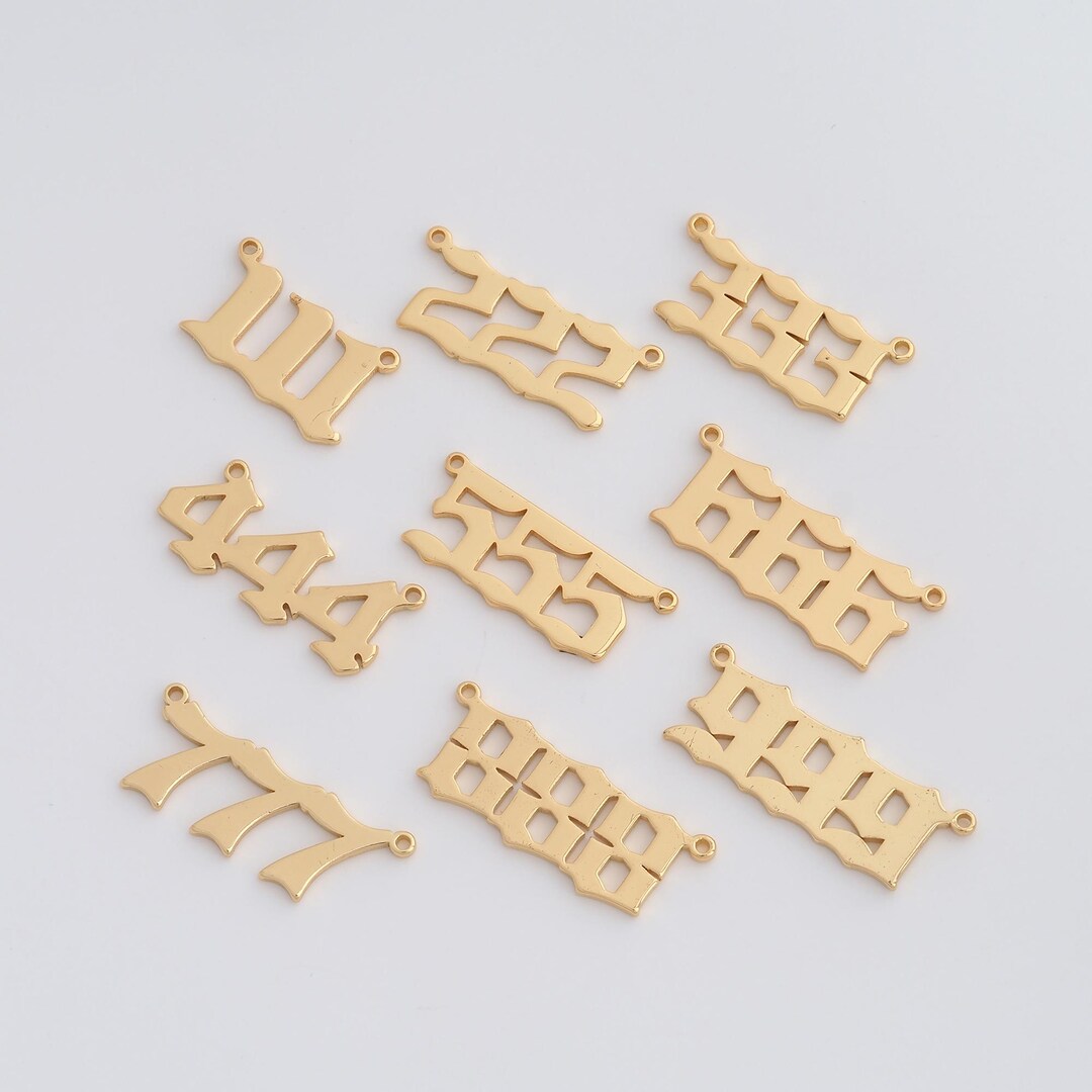 18K Gold Filled Angel Number Pendant Dainty Arabic Numeral Charms for ...