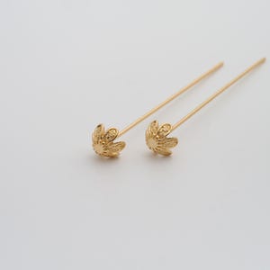 5 pcs 18K Gold Filled Flower Head Pins Dainty Gold Flower Head Pins for DIY Jewelry Necklace Findings Making Supply