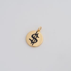18K Gold Filled Dollar Sign Pendant Dainty Enamel Symbol Charms for DIY Jewelry Necklace Findings Making Supply