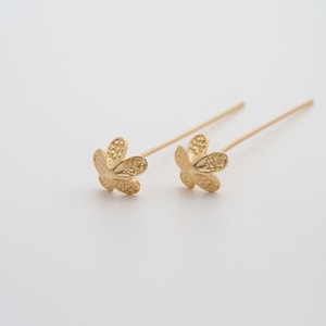 5 pcs 18K Gold Filled Flower Head Pins Dainty Gold Flower Head Pins for DIY Jewelry Necklace Findings Making Supply