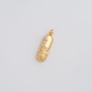 18K Gold Filled Pill Pendant Dainty Gold CZ Capsule Charms for DIY Jewelry Necklace Findings Making Supply
