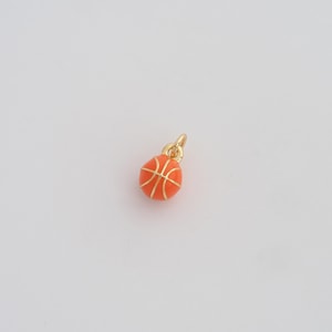 18K Gold Filled Basketball Pendant Dainty Enamel Sports Charms for DIY Jewelry Necklace Findings Making Supply