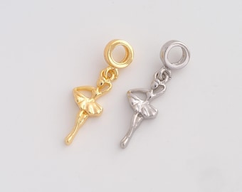 18K Gold Filled Ballet Pendant Dainty Dancer Charms for DIY Jewelry Necklace Findings Making Supply