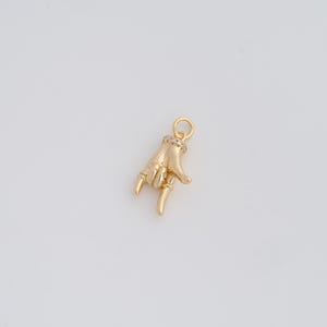 18K Gold Filled I LOVE U Hand Pendant Dainty CZ Gesture Charms for DIY Jewelry Necklace Findings Making Supply