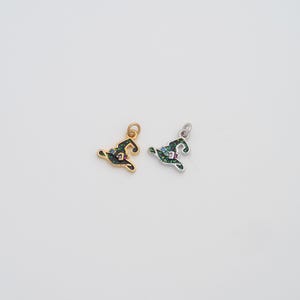 18K Gold Filled Witch Hat Pendant Dainty Enamel Halloween Hat Charms for DIY Jewelry Necklace Findings Making Supply