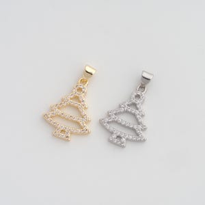 18K Gold Filled Christmas Tree Pendant Dainty CZ Christmas Charms for DIY Jewelry Necklace Findings Making Supply